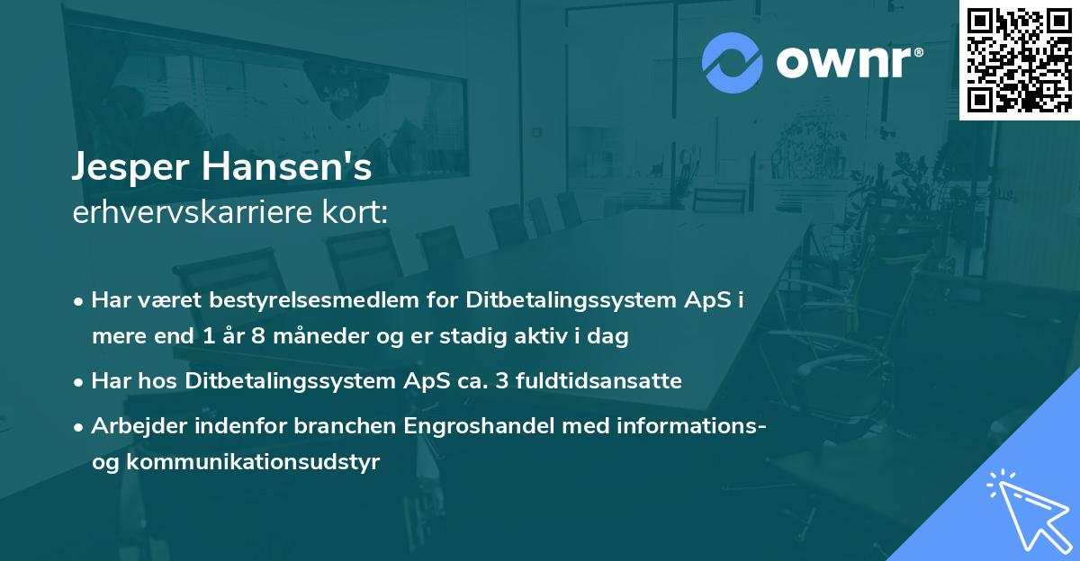 Jesper Hansen's erhvervskarriere kort