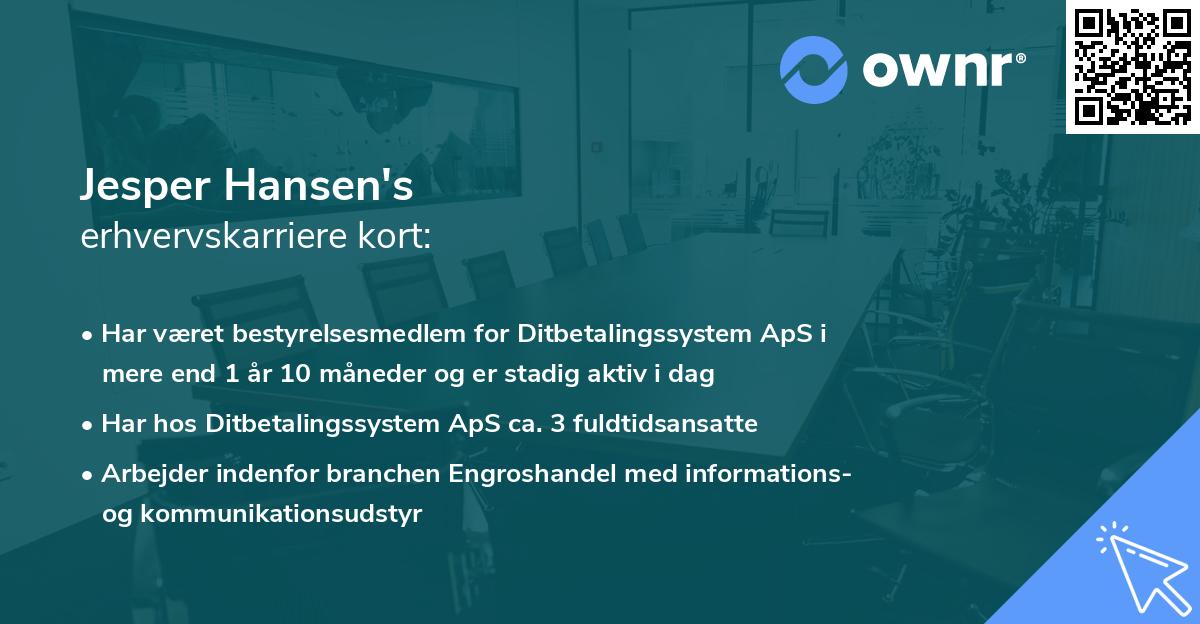 Jesper Hansen's erhvervskarriere kort