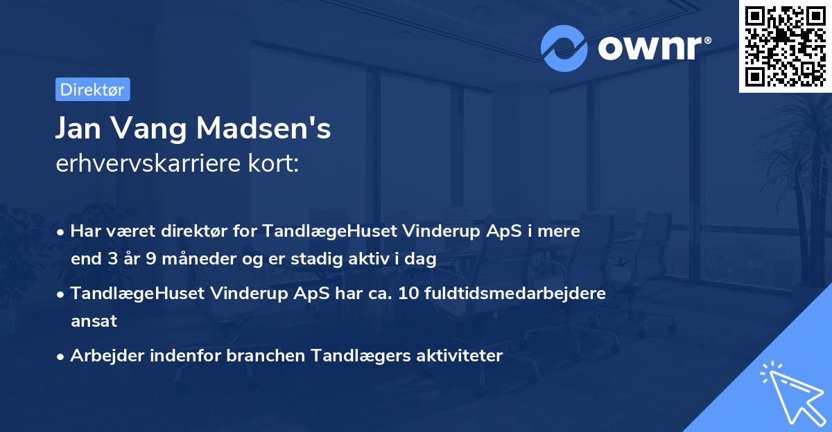Jan Vang Madsen's erhvervskarriere kort