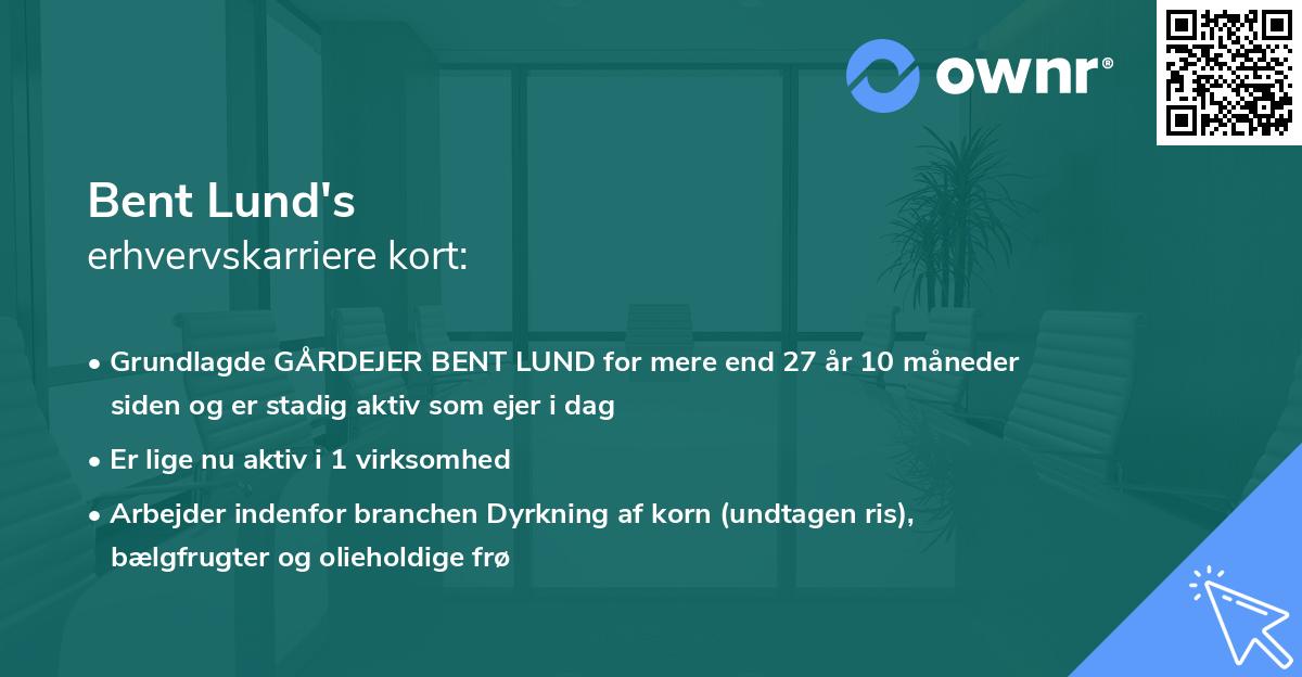 Bent Lund's erhvervskarriere kort