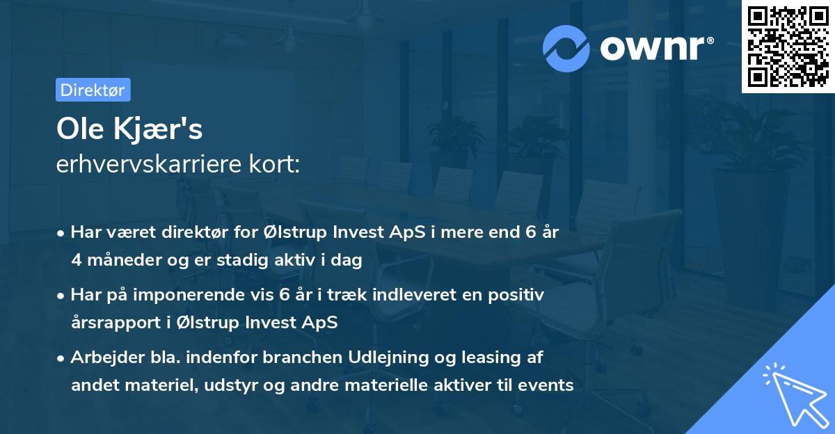Ole Kjær's erhvervskarriere kort