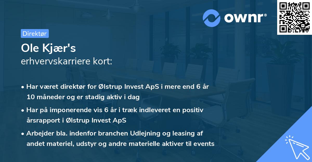 Ole Kjær's erhvervskarriere kort