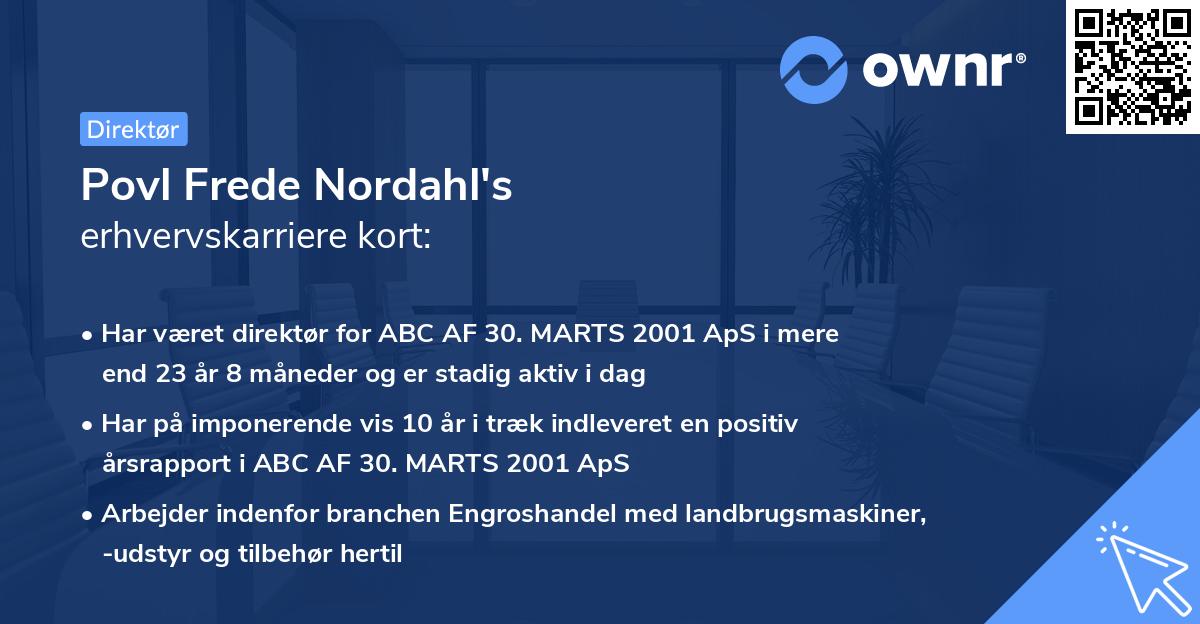 Povl Frede Nordahl's erhvervskarriere kort