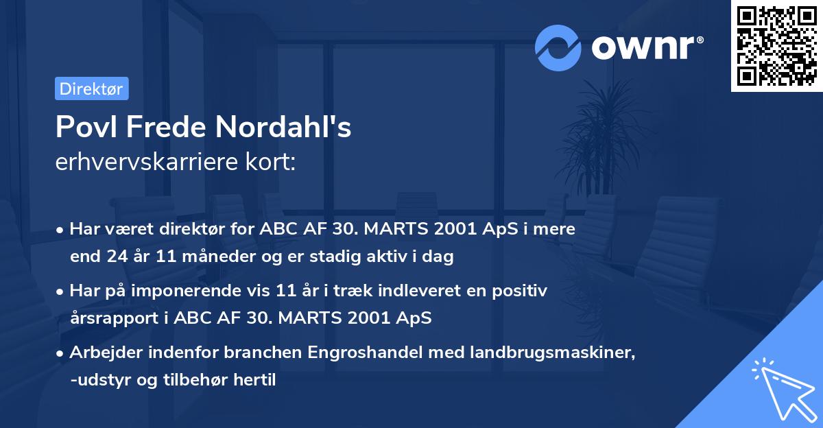 Povl Frede Nordahl's erhvervskarriere kort
