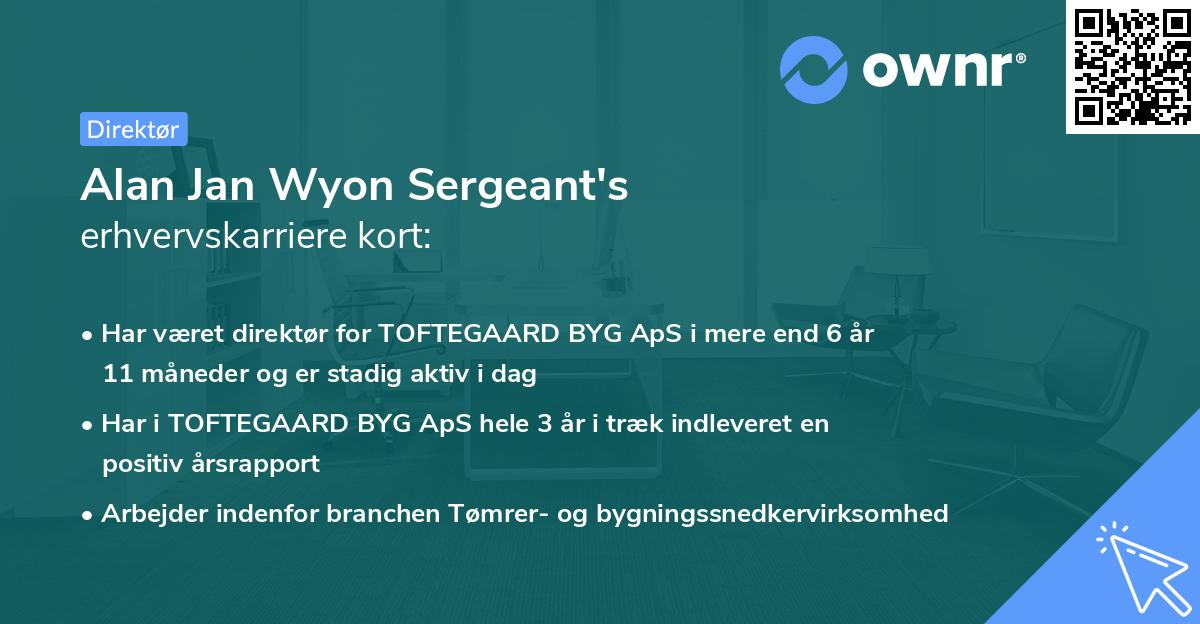 Alan Jan Wyon Sergeant's erhvervskarriere kort