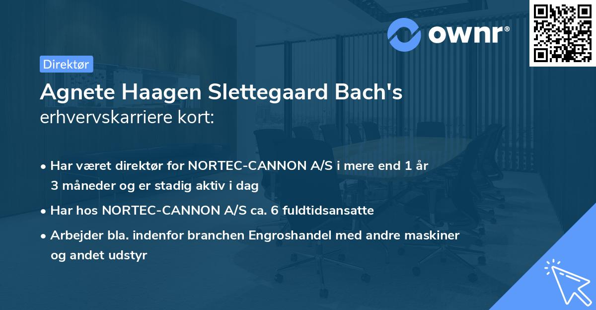 Agnete Haagen Slettegaard Bach's erhvervskarriere kort