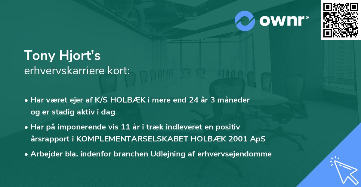 Tony Hjort's erhvervskarriere kort