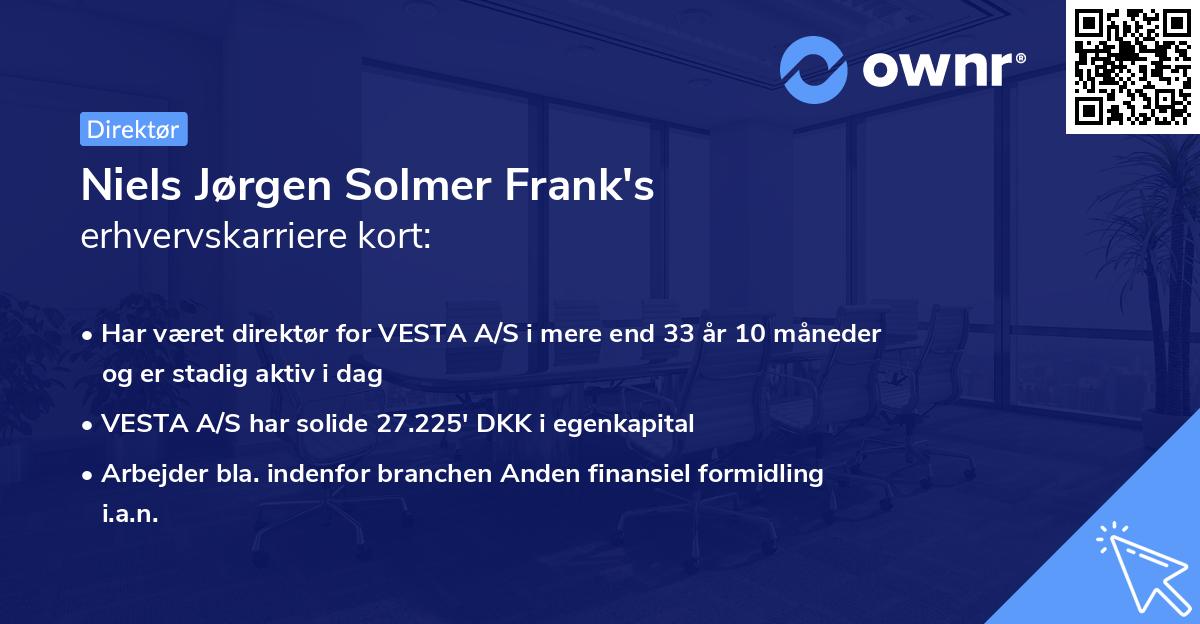 Niels Jørgen Solmer Frank's erhvervskarriere kort