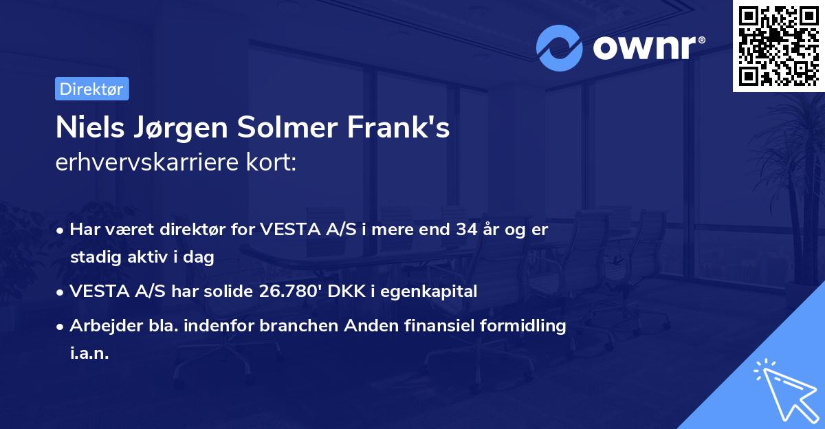 Niels Jørgen Solmer Frank's erhvervskarriere kort