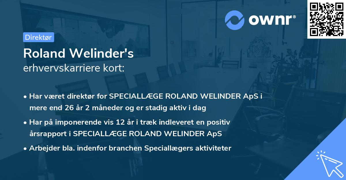 Roland Welinder's erhvervskarriere kort