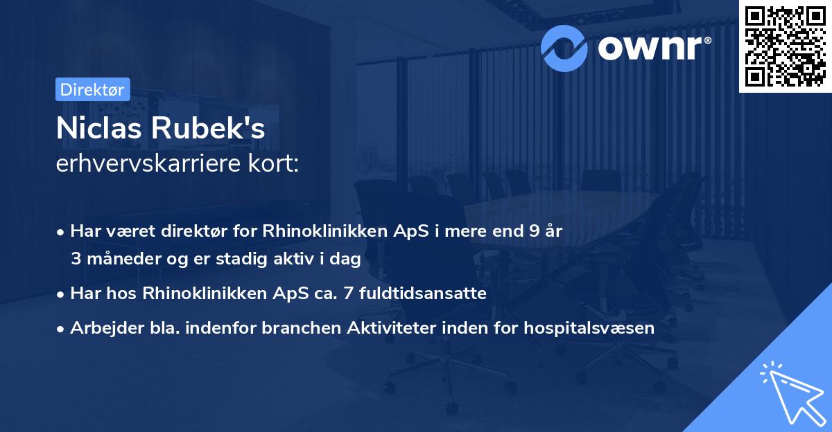 Niclas Rubek's erhvervskarriere kort