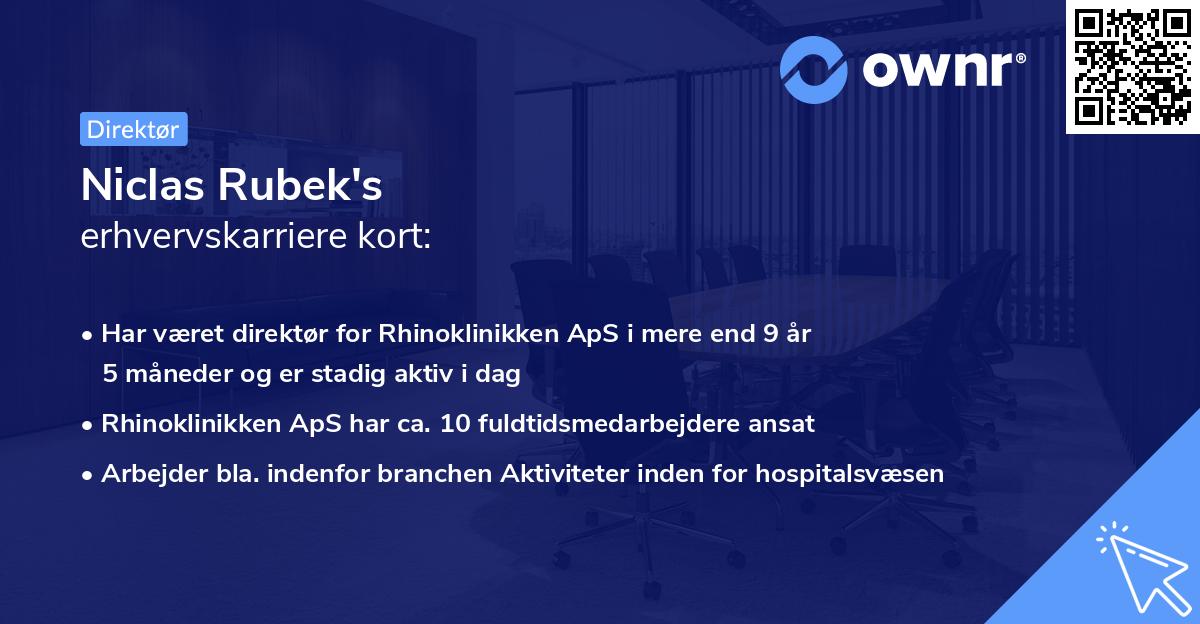 Niclas Rubek's erhvervskarriere kort