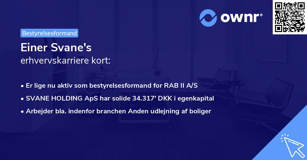 Einer Svane's erhvervskarriere kort
