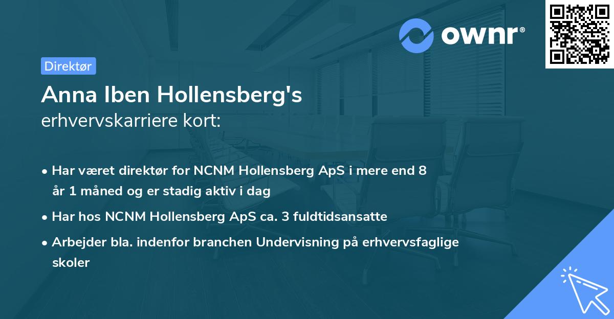 Anna Iben Hollensberg's erhvervskarriere kort