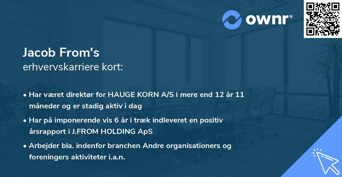 Jacob From's erhvervskarriere kort