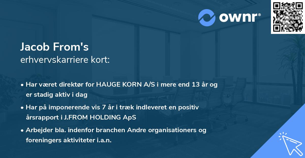 Jacob From's erhvervskarriere kort