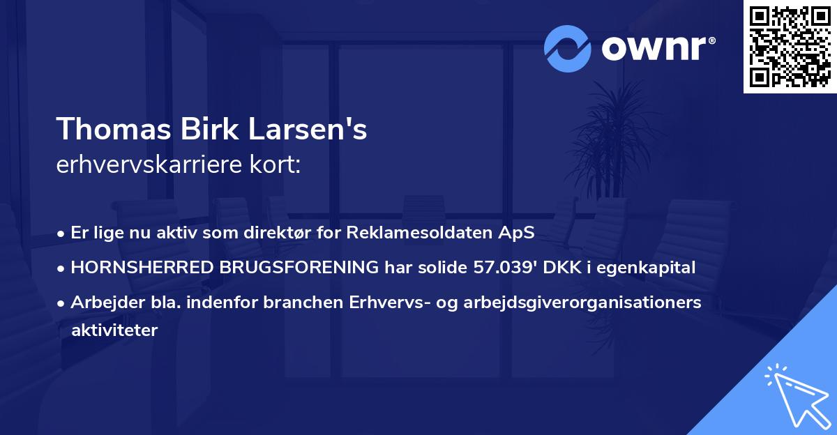 Thomas Birk Larsen's erhvervskarriere kort