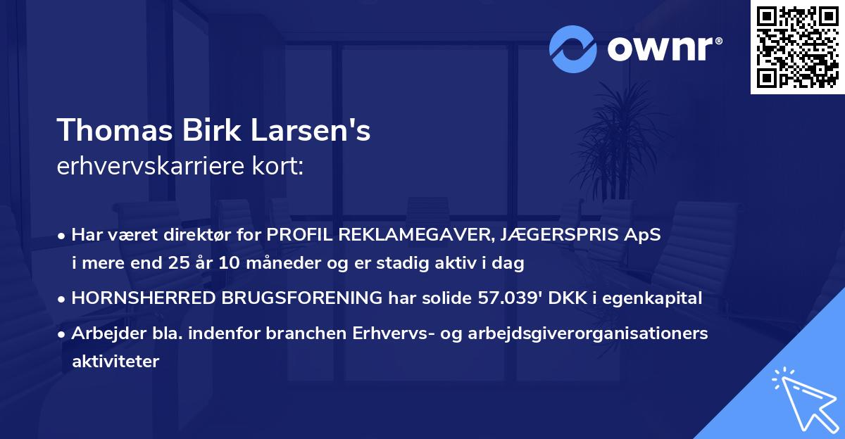 Thomas Birk Larsen's erhvervskarriere kort