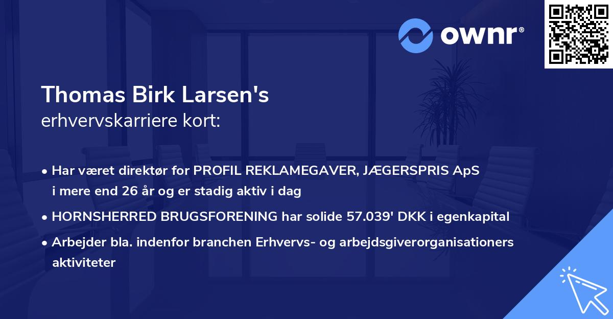 Thomas Birk Larsen's erhvervskarriere kort