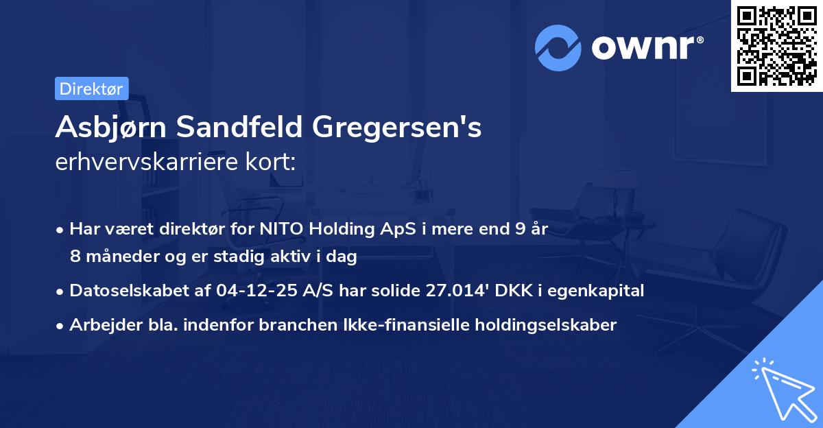 Asbjørn Sandfeld Gregersen's erhvervskarriere kort