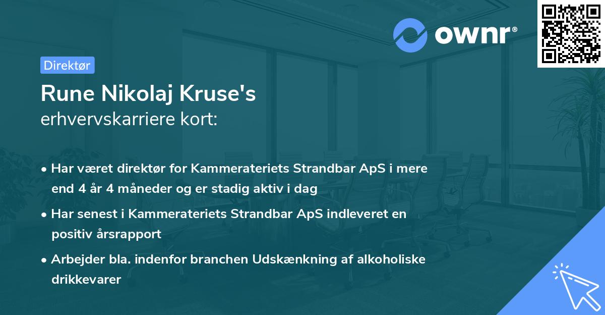 Rune Nikolaj Kruse's erhvervskarriere kort