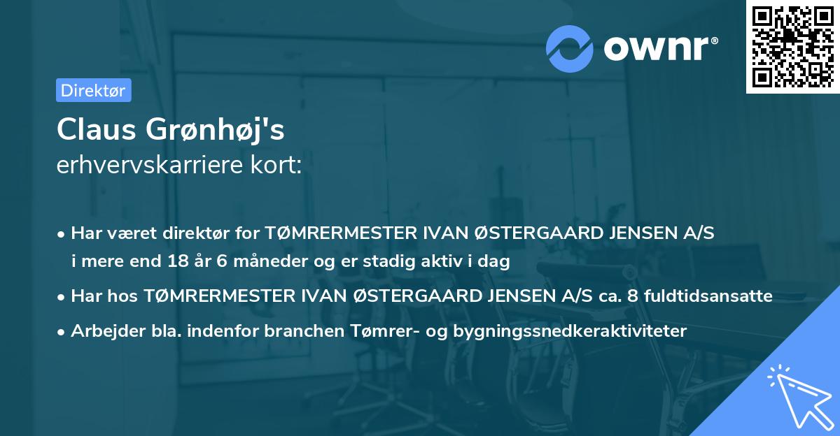 Claus Grønhøj's erhvervskarriere kort