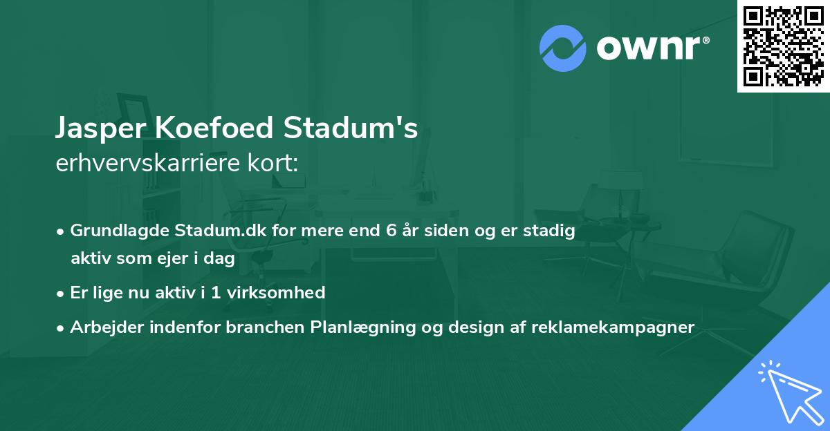 Jasper Koefoed Stadum's erhvervskarriere kort