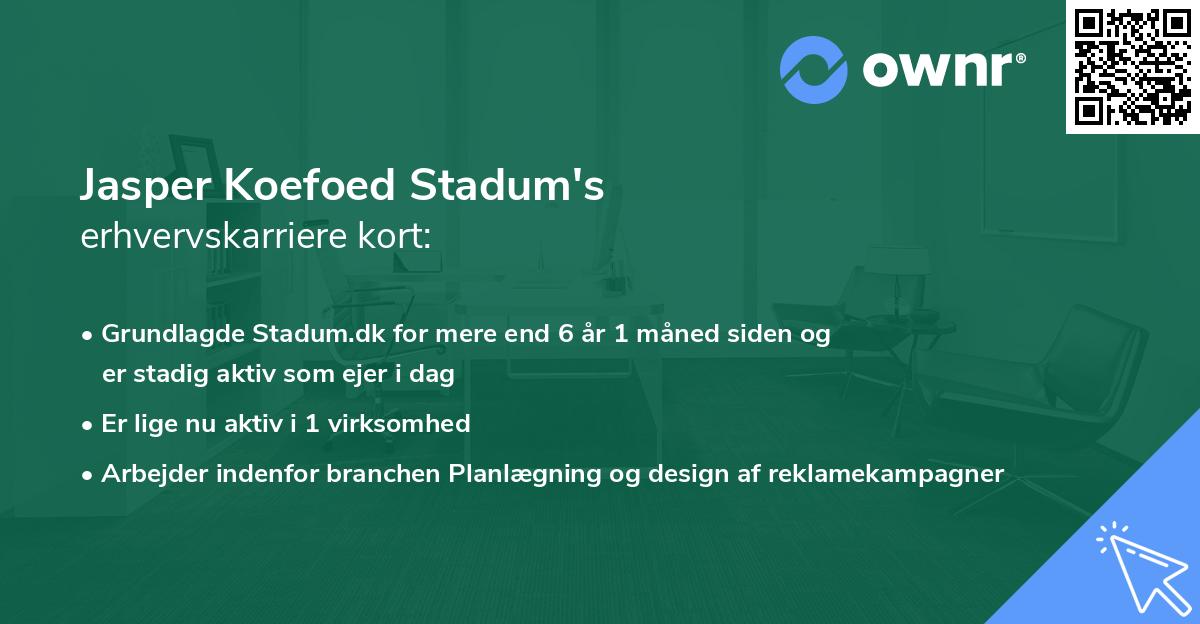 Jasper Koefoed Stadum's erhvervskarriere kort