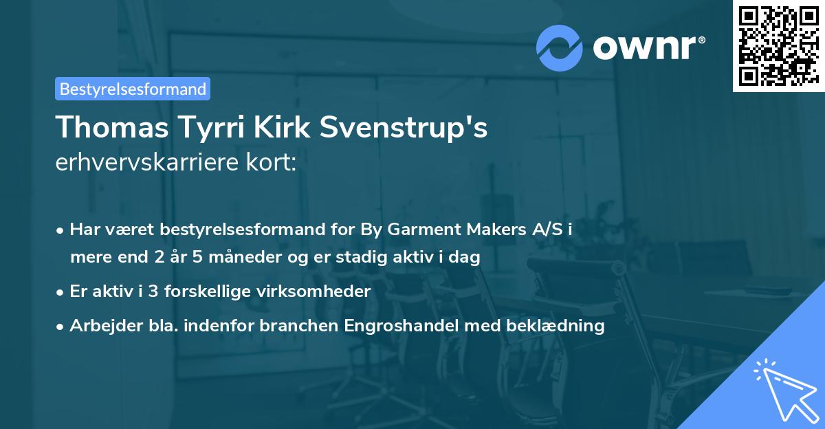 Thomas Tyrri Kirk Svenstrup's erhvervskarriere kort