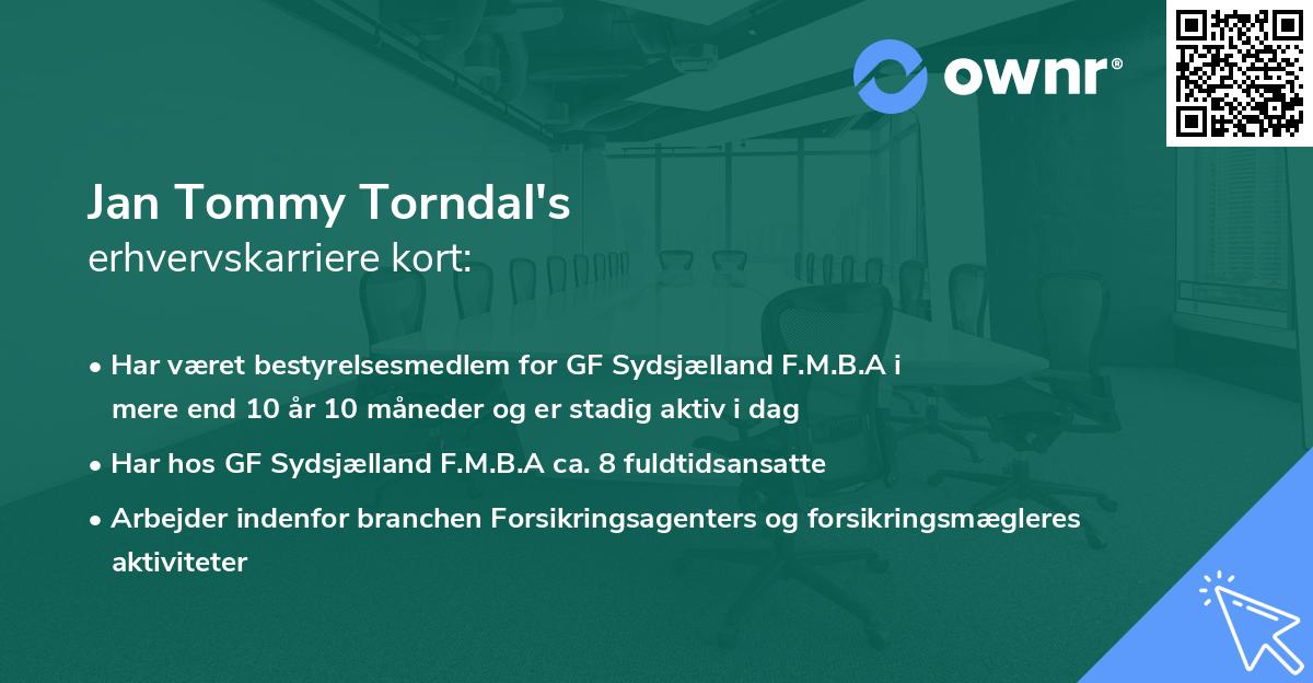 Jan Tommy Torndal's erhvervskarriere kort