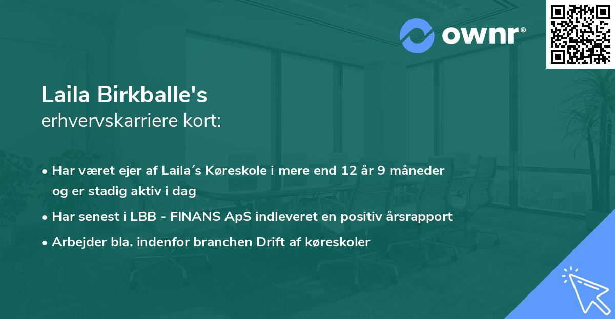 Laila Birkballe's erhvervskarriere kort