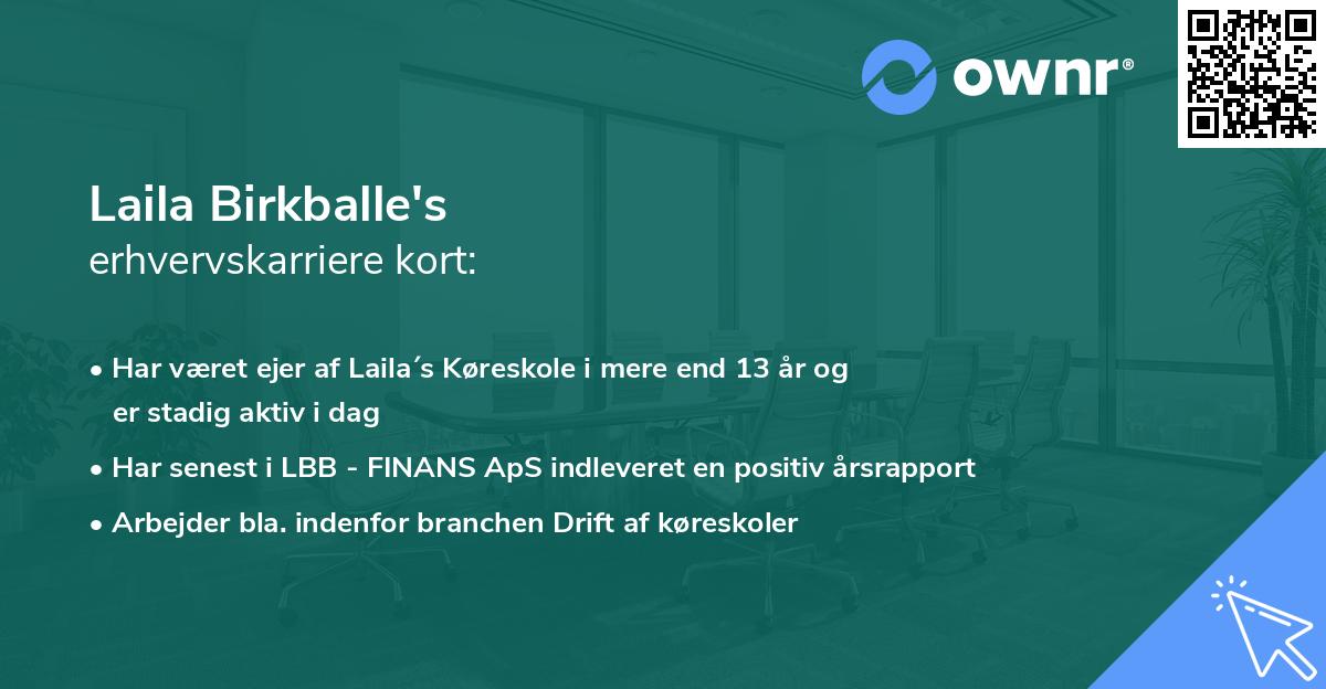 Laila Birkballe's erhvervskarriere kort