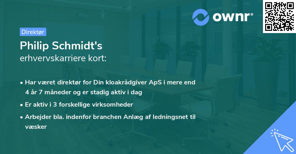 Philip Schmidt's erhvervskarriere kort