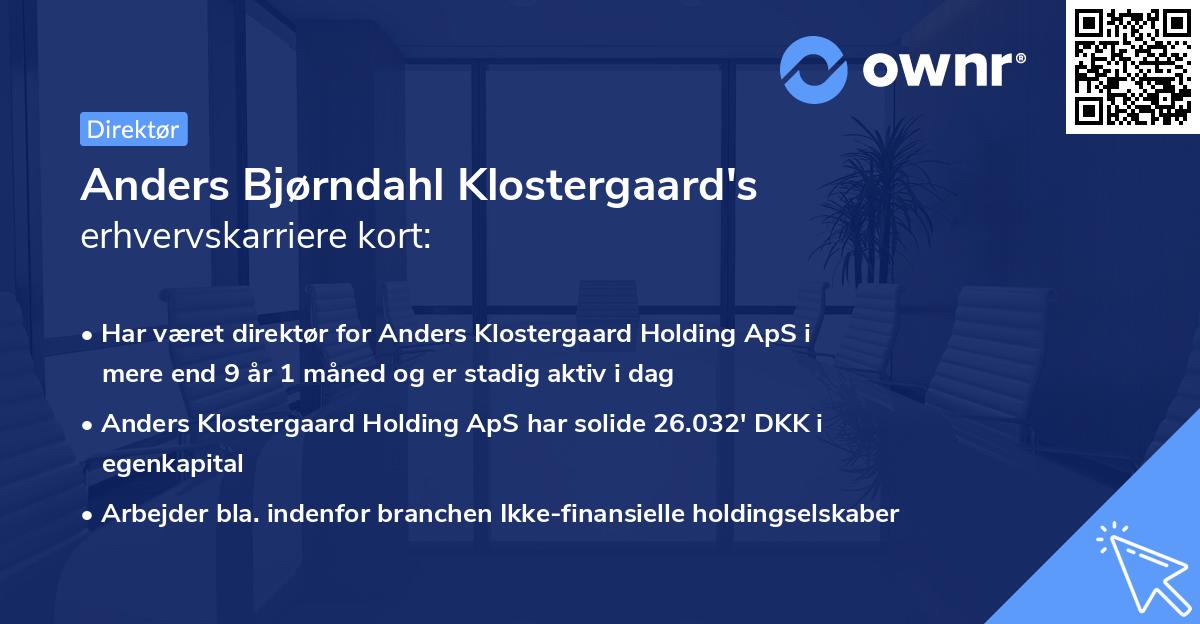 Anders Bjørndahl Klostergaard's erhvervskarriere kort