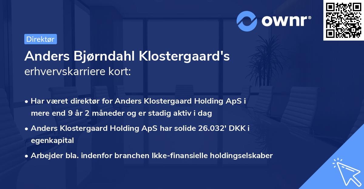 Anders Bjørndahl Klostergaard's erhvervskarriere kort