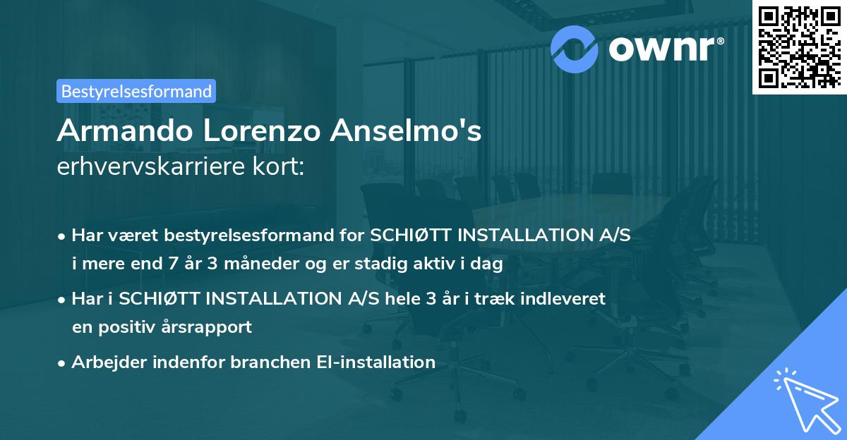 Armando Lorenzo Anselmo's erhvervskarriere kort