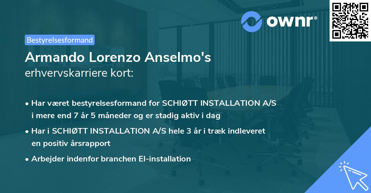 Armando Lorenzo Anselmo's erhvervskarriere kort