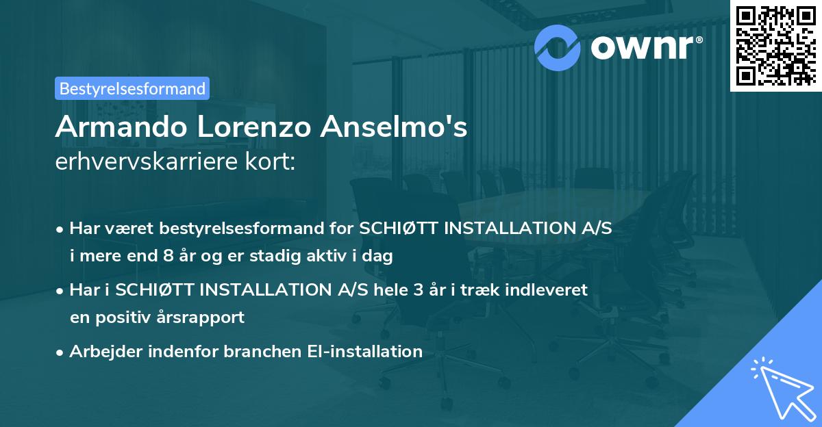 Armando Lorenzo Anselmo's erhvervskarriere kort