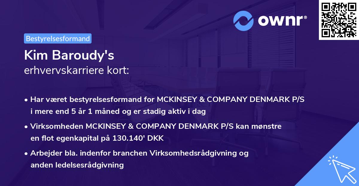 Kim Baroudy's erhvervskarriere kort