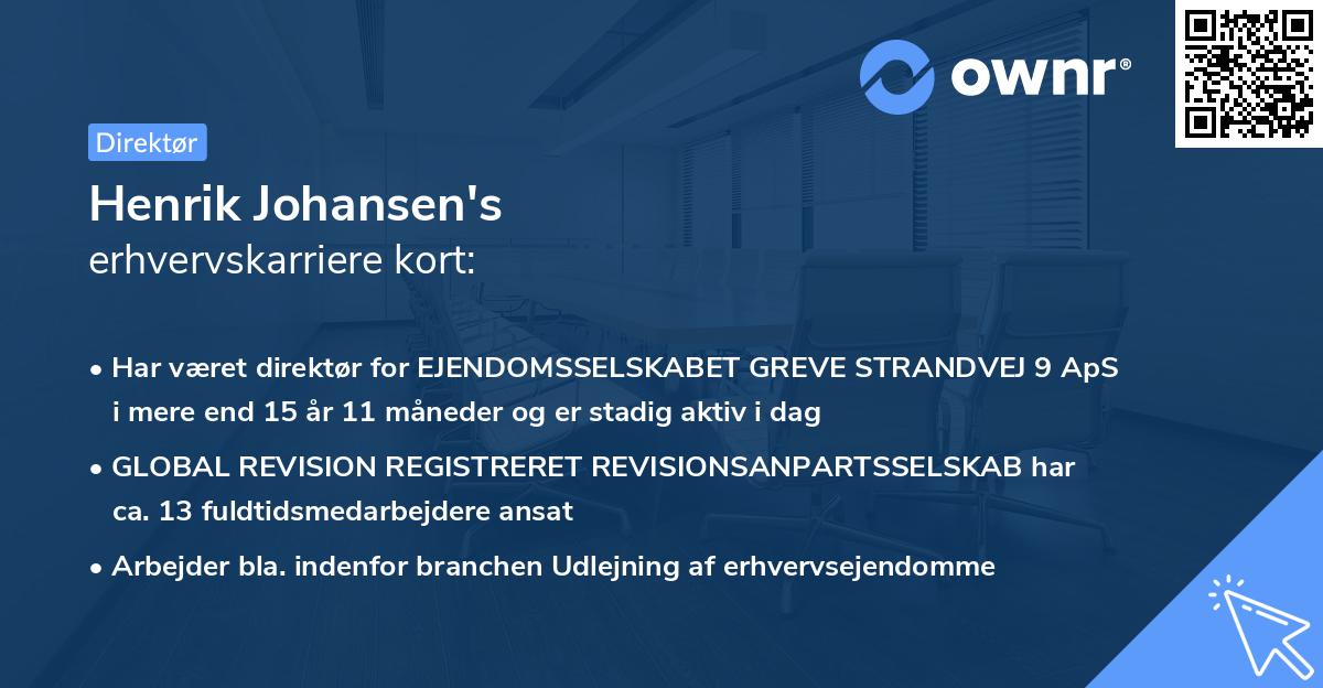 Henrik Johansen's erhvervskarriere kort