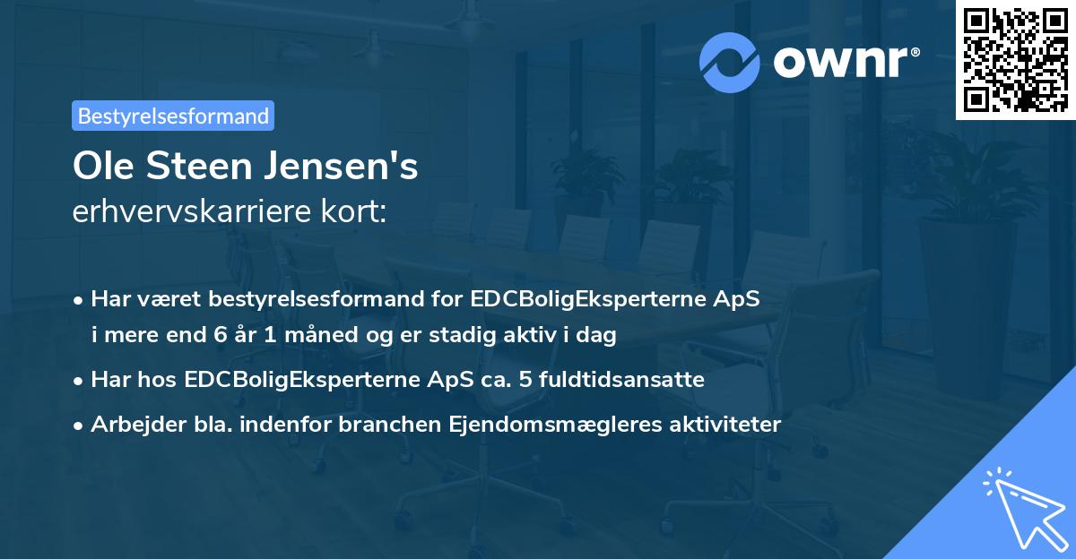 Ole Steen Jensen's erhvervskarriere kort