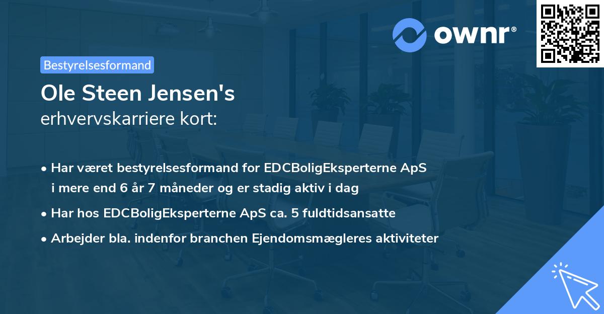 Ole Steen Jensen's erhvervskarriere kort