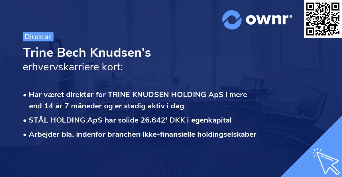 Trine Bech Knudsen's erhvervskarriere kort