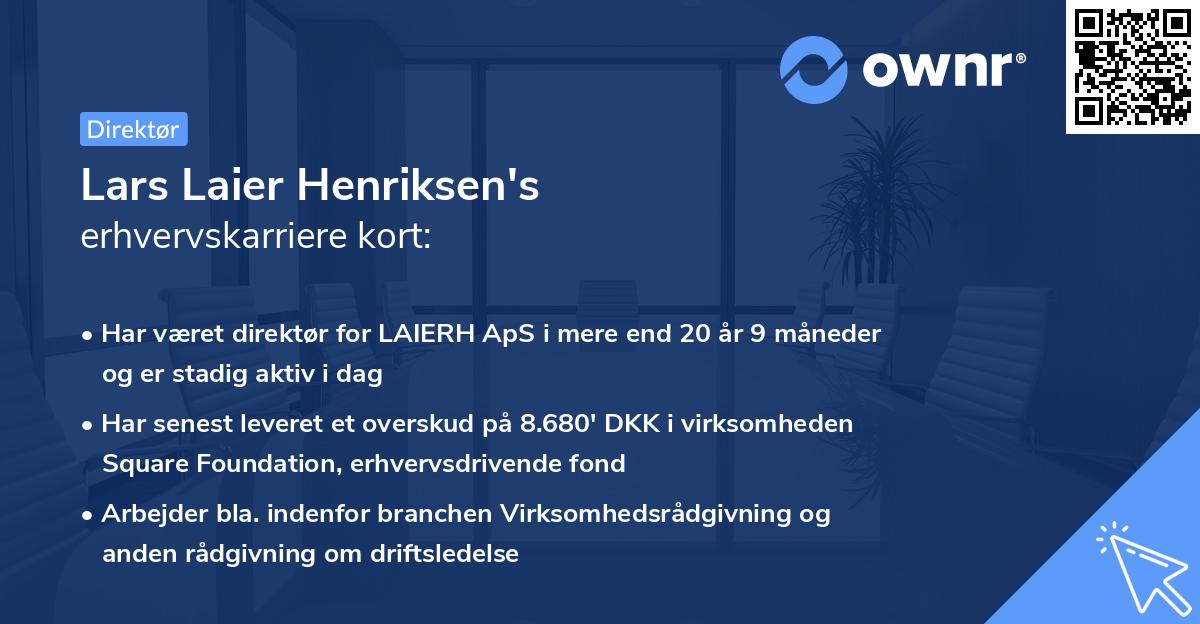 Lars Laier Henriksen's erhvervskarriere kort