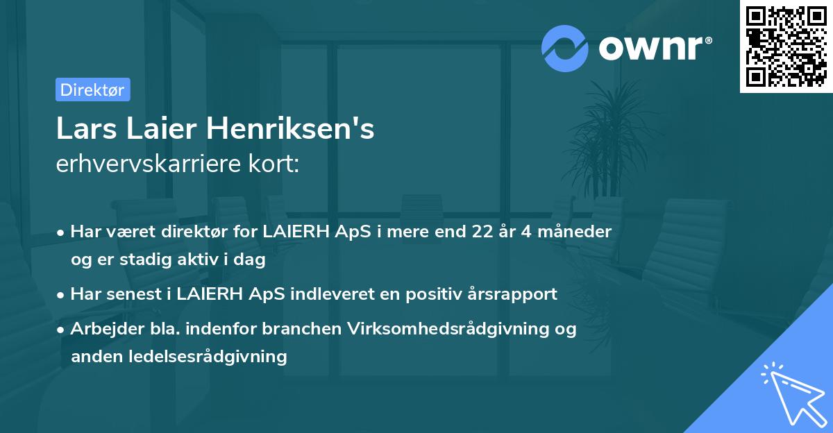 Lars Laier Henriksen's erhvervskarriere kort