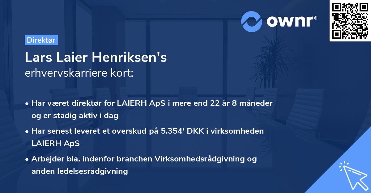 Lars Laier Henriksen's erhvervskarriere kort