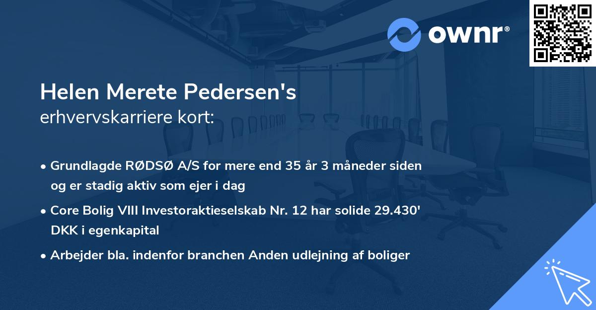 Helen Merete Pedersen's erhvervskarriere kort