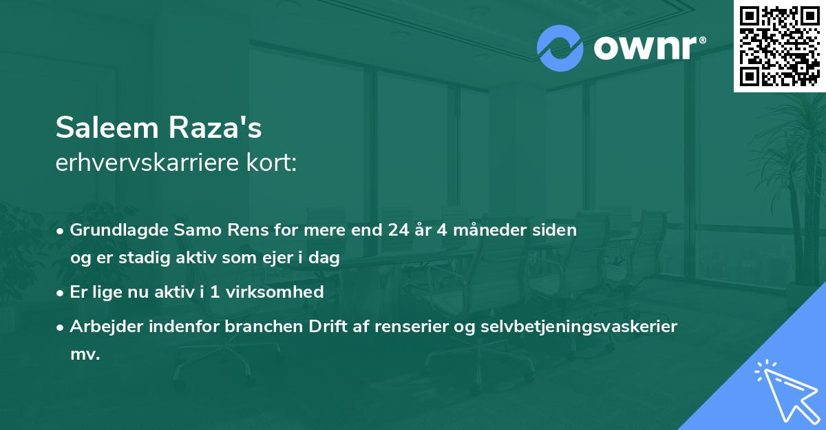 Saleem Raza's erhvervskarriere kort