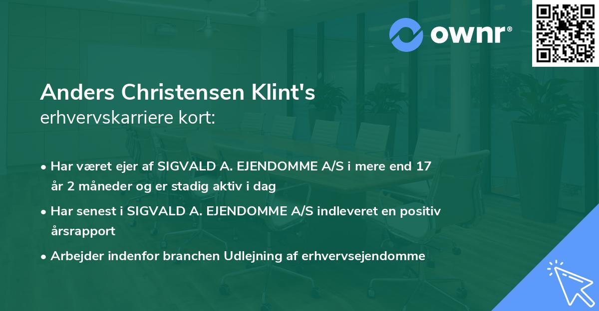 Anders Christensen Klint's erhvervskarriere kort