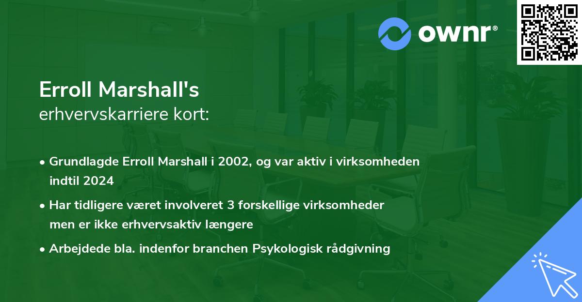 Erroll Marshall's erhvervskarriere kort